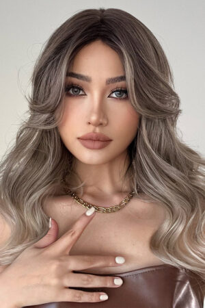 Wavy Ombre Brown to Blonde Wig for Sex Doll