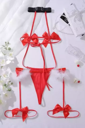 Temptation Bow-knot Bodysuit Maid Set for Christmas Eve